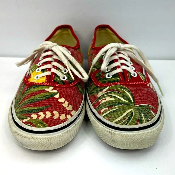 VANS VINTAGE DOREN TROPICAL SNEAKERS, RED W/HAWAIIAN FLOWERS,MENS 7.5, WOMENS 9 - Picture 2 of 10